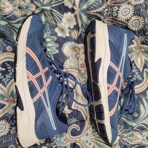 Asics Blue and Pink Athletic Shoes